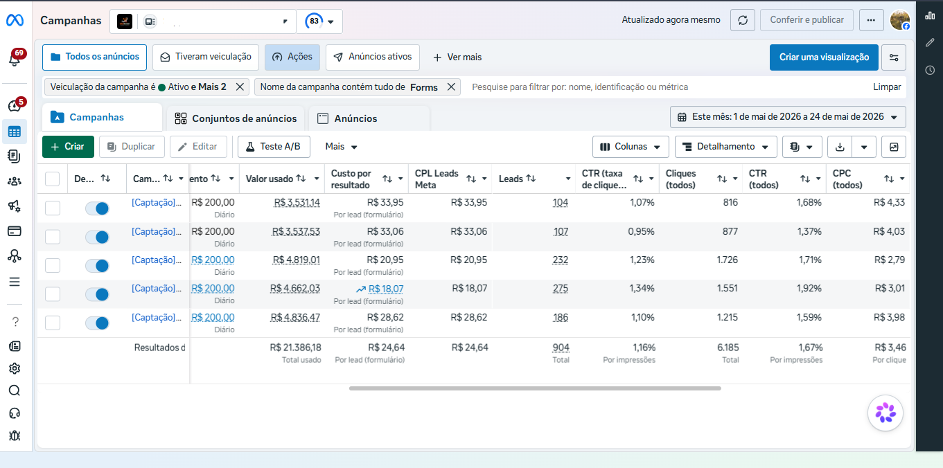 Leads via formulário